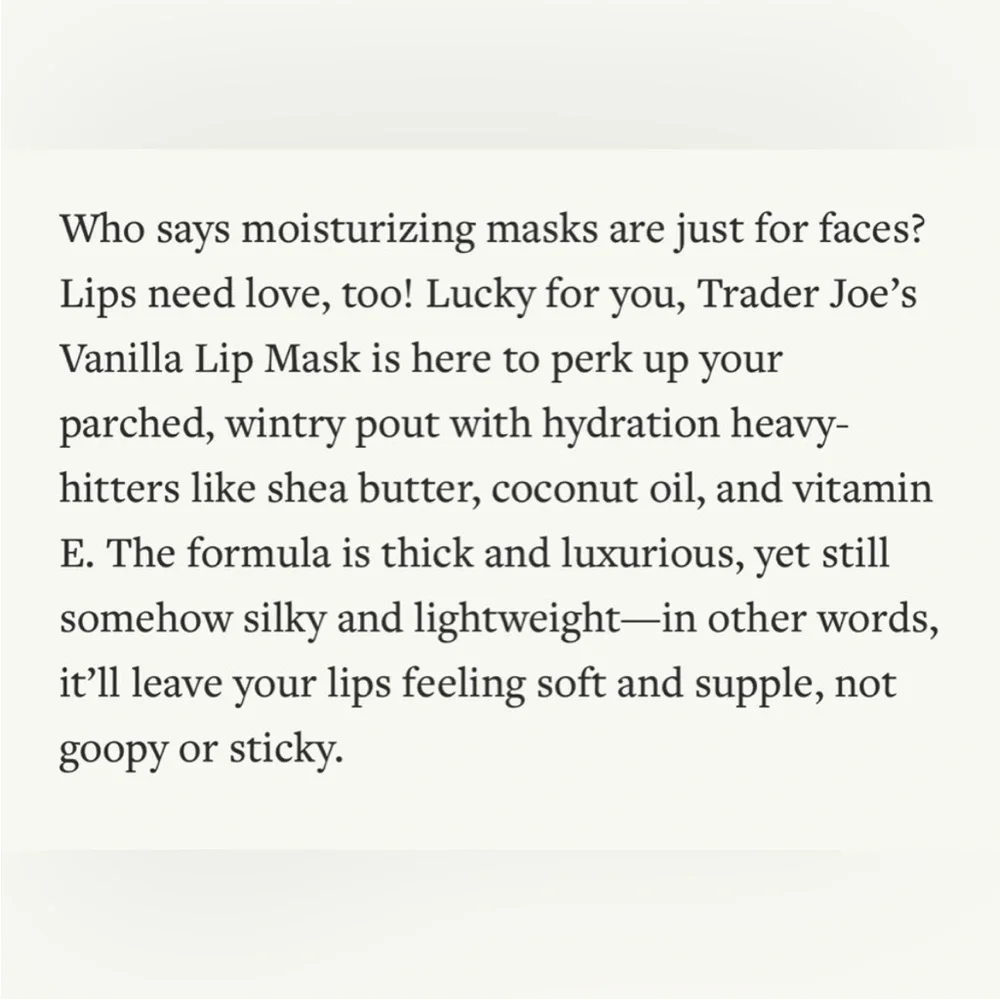 Trader Joe’s Vanilla Lip Mask 👄 NEW IN BOX